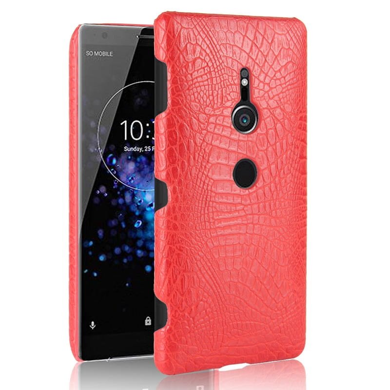 Funda carcasa cuero cocrodilo Roja Sony Xperia XZ2