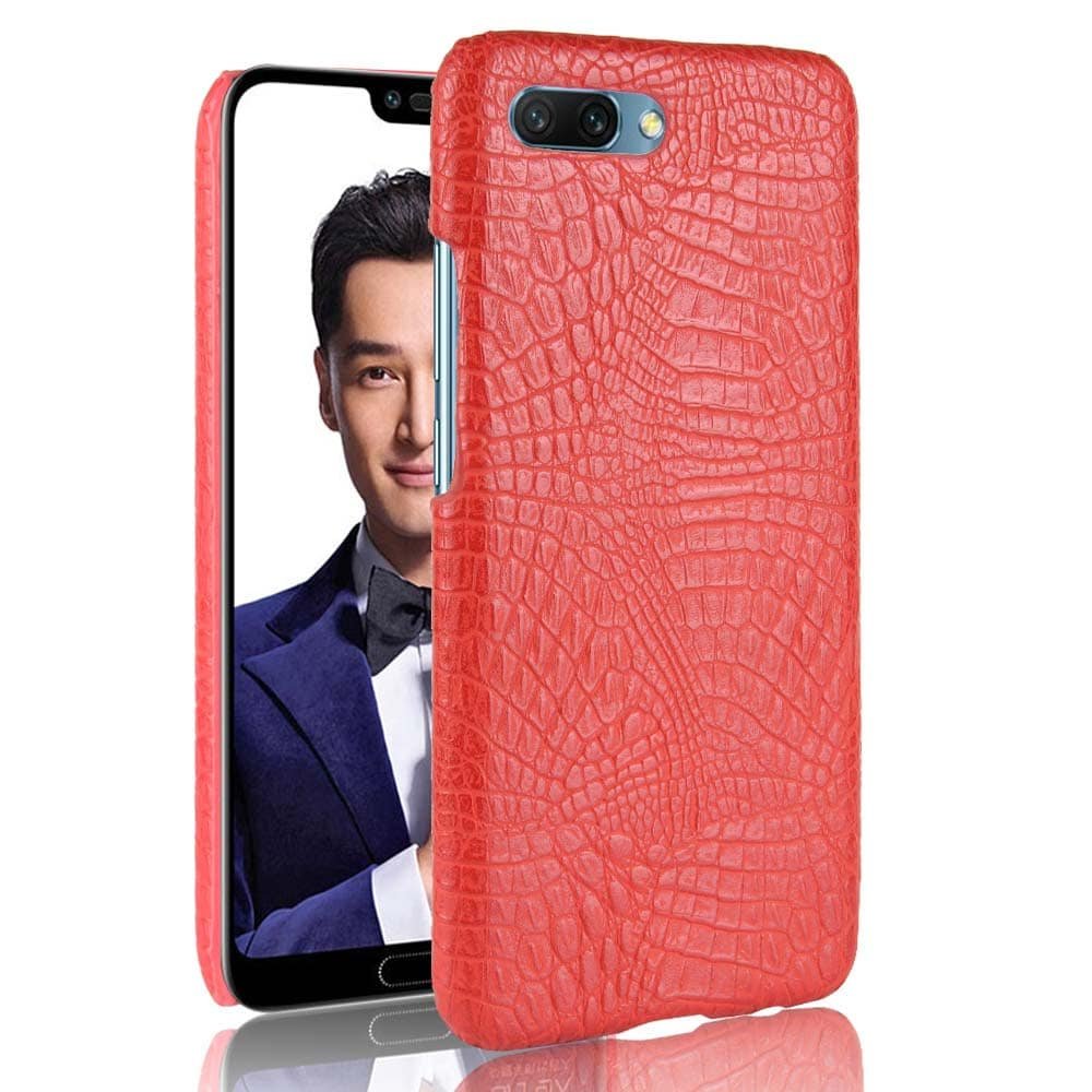 Funda carcasa cuero cocrodilo Roja Huawei P20
