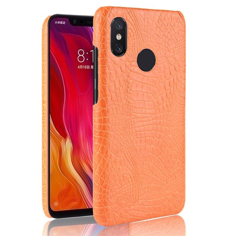 Funda carcasa cuero cocrodilo Naranja Xiaomi MI 8