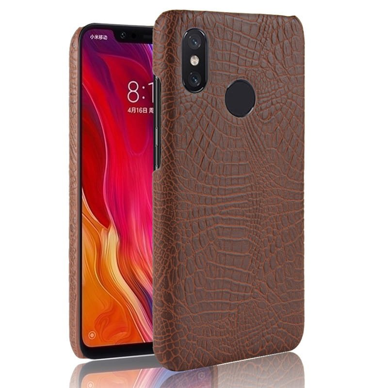 Funda carcasa cuero cocrodilo Marron Xiaomi MI 8