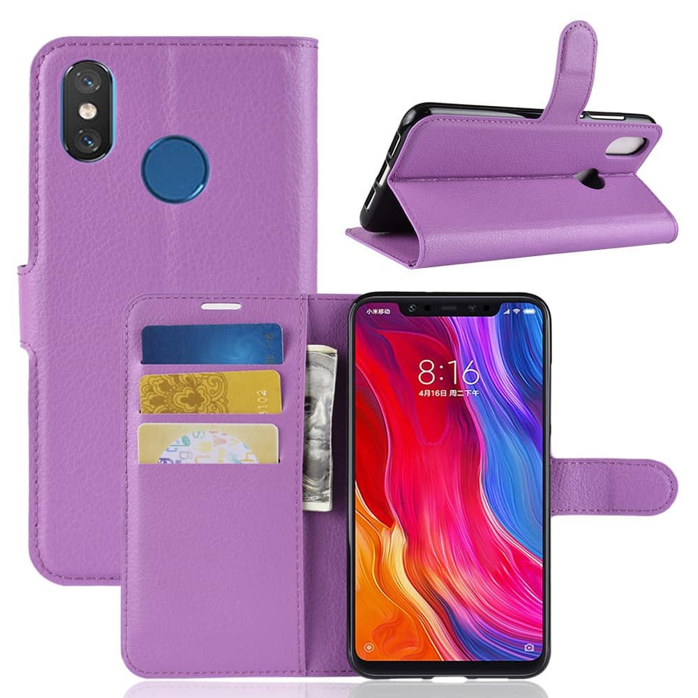 Funda Libro Xiaomi Mi 8 Soporte violeta.