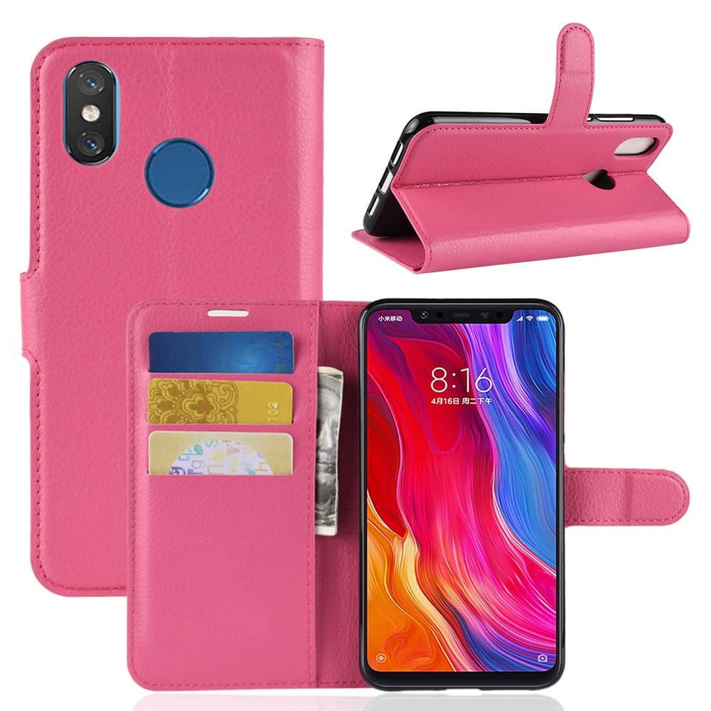 Funda Libro Xiaomi Mi 8 Soporte fucsia.