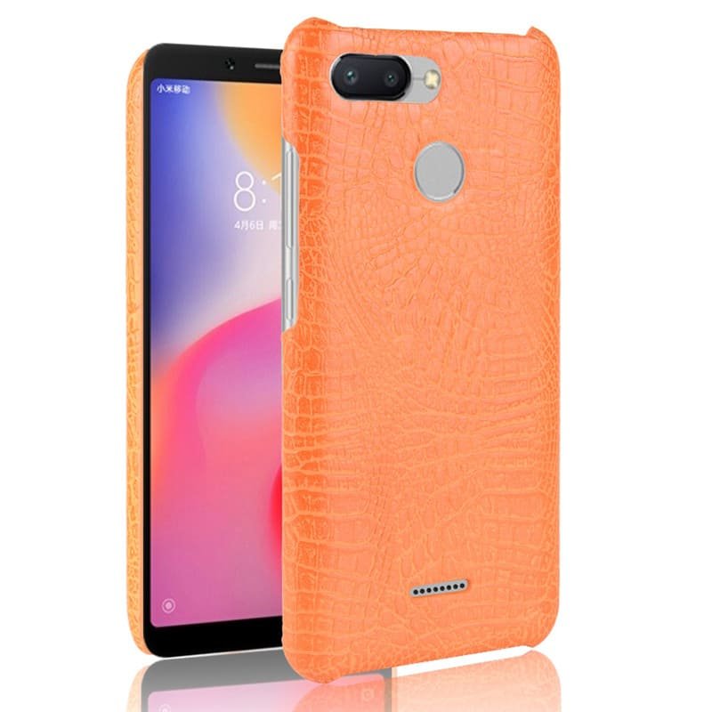 Funda carcasa cuero cocrodilo Naranja Xiaomi Redmi 6
