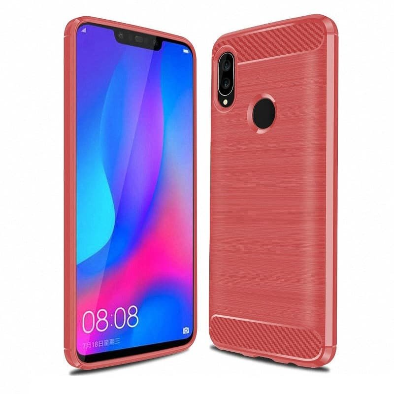 funda gel tpu cepillada negra Huawei P Smart Plus Roja