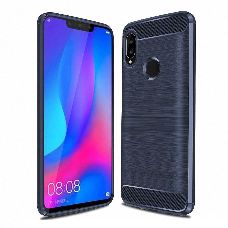 funda gel tpu cepillada negra Huawei P Smart Plus Azul