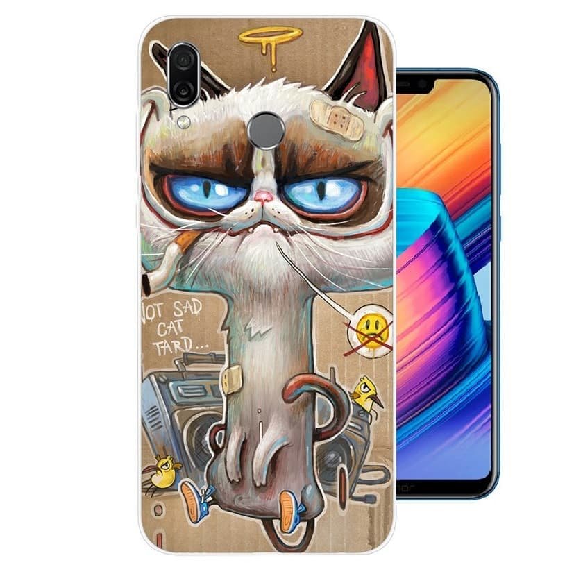 Funda Honor Play Gel Dibujo Gato Feo Indestructible de alta calidad.