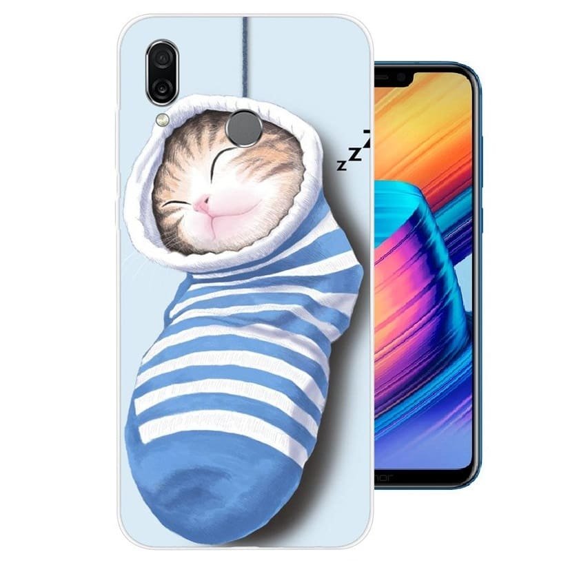 Funda Honor Play Gel Dibujo Gatito Durmiendo Indestructible de alta calidad.