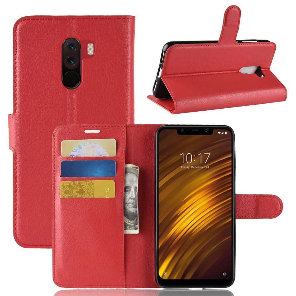 Funda Libro Xiaomi Pocophone F1 Soporte Roja.