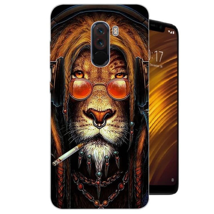 Funda Pocophone F1 Gel Dibujo Leon Cool Indestructible de alta calidad.