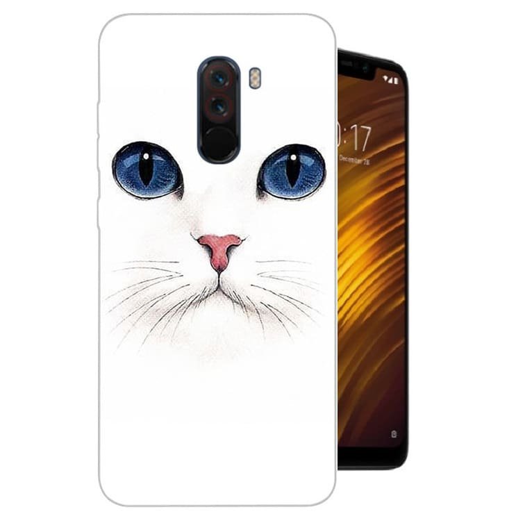 Funda Pocophone F1 Gel Dibujo Gato Blanco Indestructible de alta calidad.