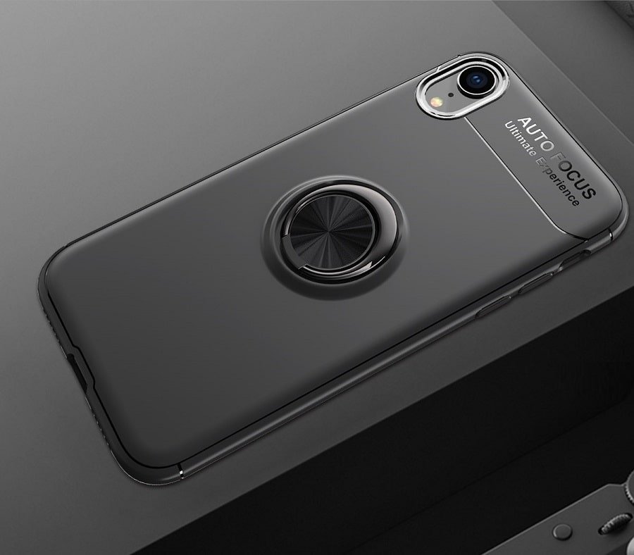 Funda iPhone XS Anillo Soporte negro