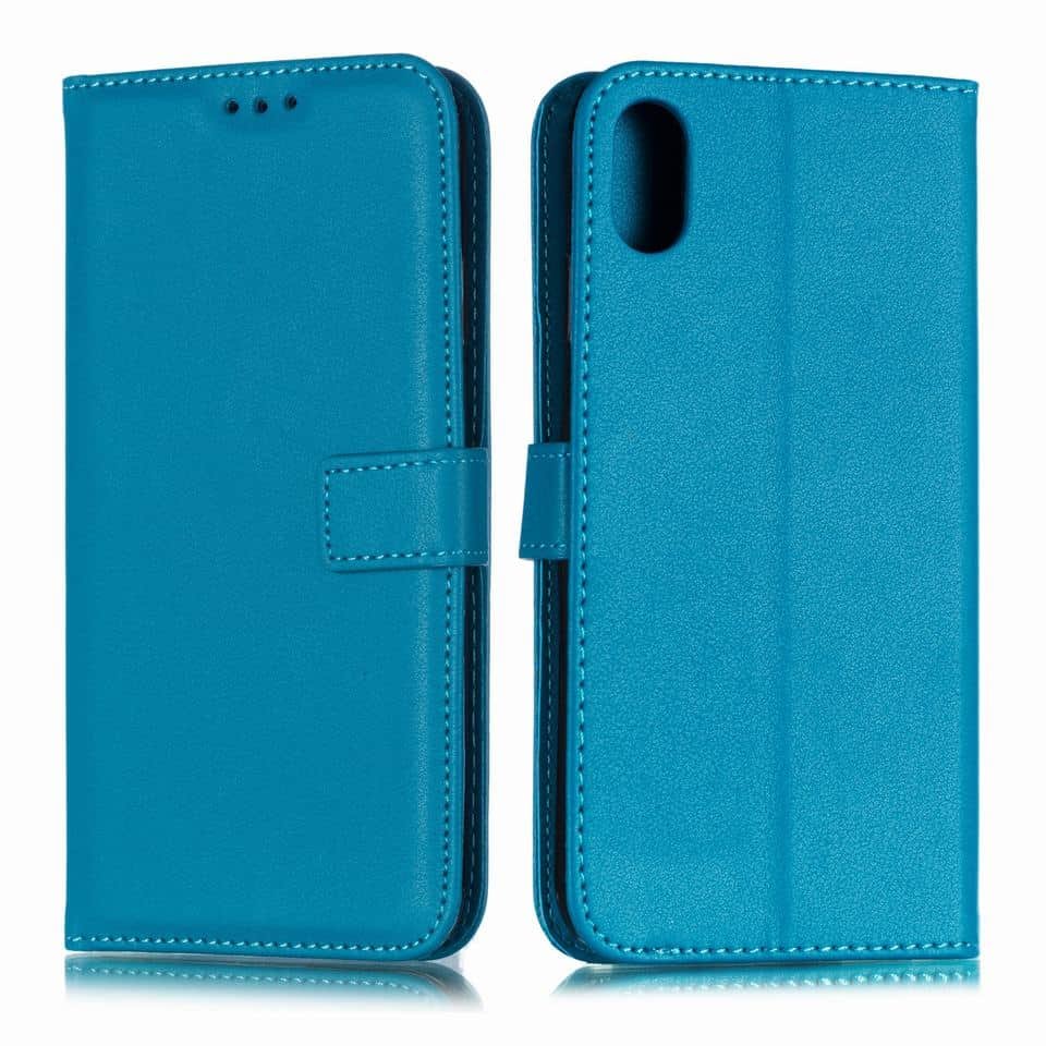 Funda cuero Flip iPhone XS Turquesa