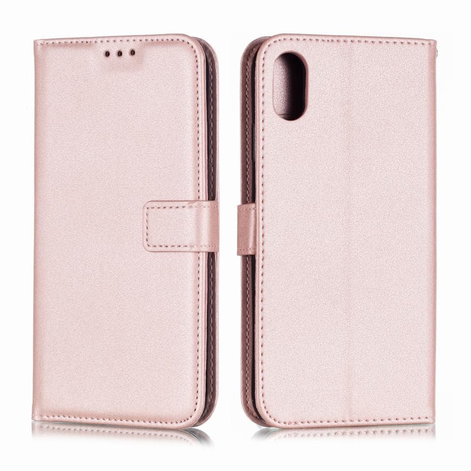 Funda cuero Flip iPhone XS Oro Rosado