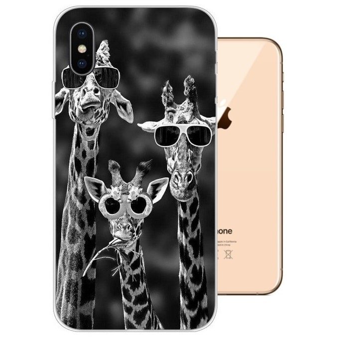 Funda iPhone XS Gel Dibujo Jirafa Indestructible de alta calidad.
