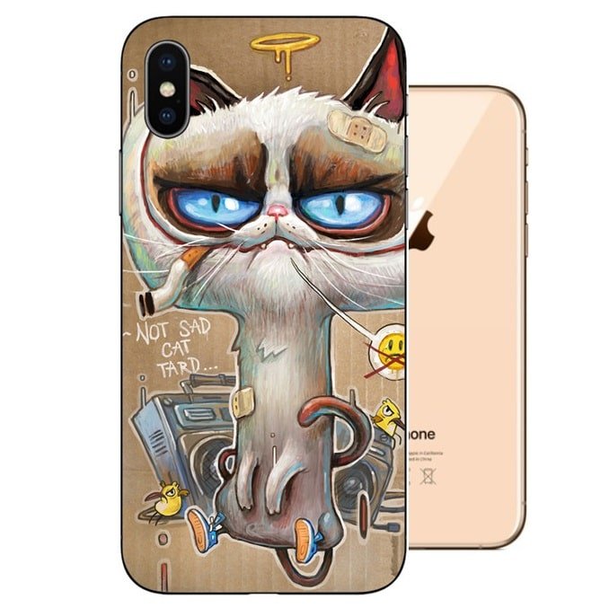 Funda iPhone XS Gel Dibujo Gato Malo Indestructible de alta calidad.