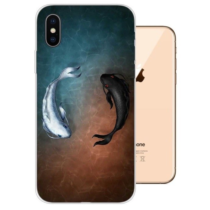 Funda iPhone XS Gel Dibujo Peces Indestructible de alta calidad.